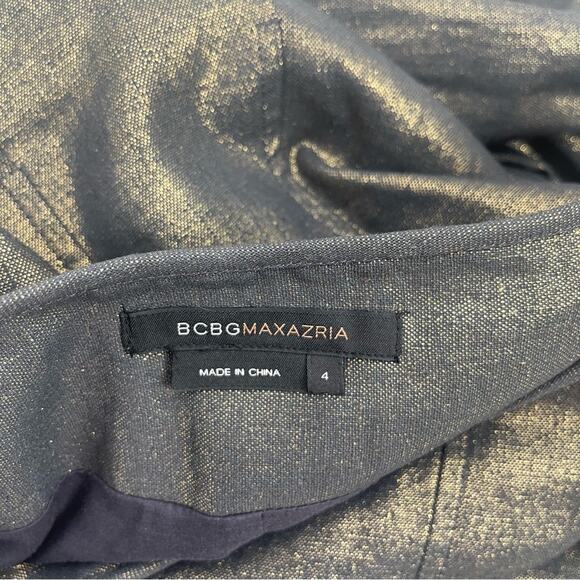 BCBGMAXAZRIA Skirt Size 4 Gold Black Pleated High Waisted A-Line Business Casual - Picture 3 of 14